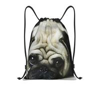 BYwenhopnbs Pug triste Perros Perros Pug tristes Mascotas Pug Bolsa con cordón Bolsa de cuerda Mochila ligera para gimnasio para hombres y mujeres