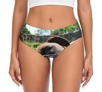 BYwenhopnbs Ropa Interior cómoda y Suave para Mujer, con Bolsa de Soporte y diseño de Perro bóxer, Ideal para césped Verde.