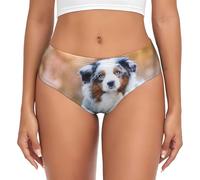 BYwenhopnbs Ropa Interior de Pastor Australiano con diseño de Nieve y Perros Hermosos en Invierno. Calzoncillos de Soporte para Mujer, cómodos y Suaves.