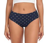 BYwenhopnbs Ropa interior moderna y elegante con lunares azul marino y dorados, para mujer, ropa interior cómoda y suave para mujer, multicolor, S