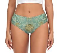 BYwenhopnbs Ropa Interior Suave y cómoda con diseño de Mandala Celta en Verde Salvia y Dorado.