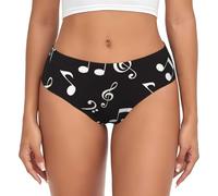 BYwenhopnbs Ropa Interior Suave y cómoda con diseño de Notas Musicales Blancas para Mujer.