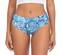 BYwenhopnbs Ropa Interior Suave y cómoda con Estampado de Flores abstractas Azules para Mujer.