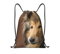 BYwenhopnbs Rough Collie Lassie Perros Perros grandes y peludos Mascotas Bolsa con cordón Bolsa de cordón Mochila de gimnasio ligera para hombres y mujeres