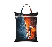 BYwenhopnbs Saxofón en fuego y agua. Bolsa para ropa sucia. Bolsas de viaje para ropa mojada. Bolsa de lavado con cremallera.