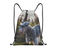 BYwenhopnbs Schnauzer miniatura, mascotas de césped, perros grises, bolsa con cordón, mochila de gimnasio ligera para hombres y mujeres