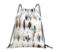 BYwenhopnbs Selección de moscas tradicionales para la pesca de trucha, mochila con cordón, mochila deportiva para gimnasio, bolsa de cuerda resistente al agua para mujeres y hombres.