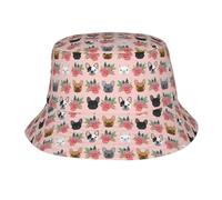 BYwenhopnbs Sombreros de Pescador para Hombre con Estampado Floral de Bulldog francés, Sombrero de Pescador Informal para Exteriores con protección UV.