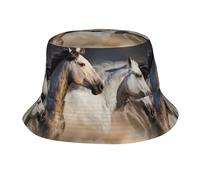 BYwenhopnbs Sombreros de Pescador para Hombre con Imagen de Caballo Salvaje, Sombrero de Pescador Informal para Exteriores con protección UV.