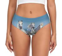 BYwenhopnbs Tres caballos blancos, calzoncillos de apoyo para mujer, ropa interior cómoda y suave para mujer, multicolor, 4XL