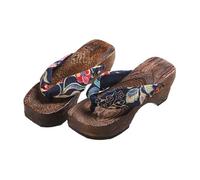 BYWXW Chanclas Sandalias de Madera Zuecos Japoneses Tradicionales Kimono Zapatillas,Madera Verano Playa Calzado,Zuecos Zapatillas Laderas Femeninas Tacones Altos(Size:EU 36,Color:Purple)