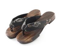 BYWXW Chanclas Zapatillas de Zuecos de Madera para Hombre,Japoneses Tradicionales Chanclas Zuecos,Moda Kimono Zapatos de Playa Fuera (Size:EU 40,Color:Dragón negro)