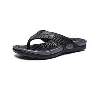 BYWXW Hombres Chanclas Masaje Zapatillas,Masajeador de Pies Zapatos,Masaje Shiatsu Zapatos De Masaje Antideslizante,Fuera Sandalias de Playa (Size:EU 46,Color:Negro)