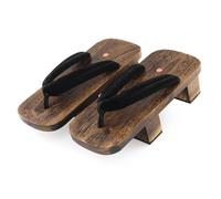 BYWXW Madera Zuecos Japoneses Tradicionales Zapatillas Chanclas Zapatillas Japonesas De Tacón Alto De Dos Dientes,Sandalias Verano Playa Calzado (Size:EU 42,Color:Negro C)