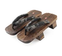 BYWXW Madera Zuecos Japoneses Tradicionales Zapatillas Chanclas Zapatillas Japonesas De Tacón Alto De Dos Dientes,Sandalias Verano Playa Calzado (Size:EU 42,Color:Negro A)