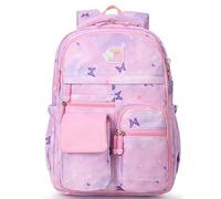 BYXEPA Mochila escolar para niñas, 43 x 35 x 17 cm, mochila para niñas, mochila escolar de gran capacidad con rayas reflectantes para niños de 5 a 10 años, Mariposa lila., 42x32x18cm