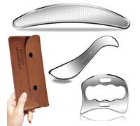 BYYDDIY Juego de herramientas de raspado muscular de acero inoxidable 3 en 1, herramientas de masaje de raspado para terapia física, herramienta de masaje Derma Edge y herramienta raspadora de masaje