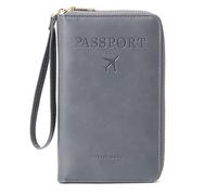 BYYLECL Soporte para pasaporte, piel sintética, funda para pasaporte, organizador de documentos de viaje para viajes, accesorios para mujeres y hombres, gris, 19x2x11.5cm