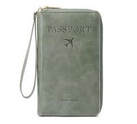 BYYLECL Soporte para pasaporte, piel sintética, funda para pasaporte, organizador de documentos de viaje para viajes, accesorios para mujeres y hombres, Green, 19x2x11.5cm
