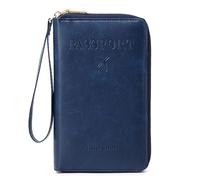 BYYLECL Soporte para pasaporte, piel sintética, funda para pasaporte, organizador de documentos de viaje para viajes, accesorios para mujeres y hombres, azul oscuro, 19x2x11.5cm