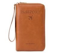 BYYLECL Soporte para pasaporte, piel sintética, funda para pasaporte, organizador de documentos de viaje para viajes, accesorios para mujeres y hombres, Brown, 19x2x11.5cm