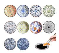 BYZESTY 10 cuencos de cerámica para salsas, aperitivos, tazones, tazones, cuencos de cerámica para comer, servir y decorar, 10 cm de diámetro