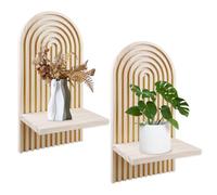 Byzesty 2 unidades de estantería de pared de madera, estilo bohemio, arco iris, para colgar en la pared, estilo bohemio, para dormitorio, salón