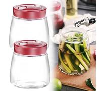 BYZESTY 2pcs Tarro de fermentación 1000ml Frascos de fermentación con válvula de liberación de aire, tarro de fermentación de vidrio frascos de vidrio para hacer pepinillos Kimchi, Chucrut