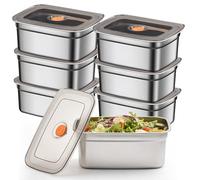 BYZESTY 6 Piezas Herméticos para Alimentos, 1000ML Tapers para Comida Hermetico, Acero Inoxidable 304 Recipientes para Alimentos, Contenedores de Alimentos con Tapa, para Cocina, Picnic, Frigorífico