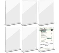 BYZESTY 6 Piezas Soporte de Sobremesa de Acrílico A5, Soporte para Letreros, Soporte para Cartel, Expositor Metacrilato Transparente A5, Soporte Expositor de Sobremesa Forma de T con Base, Doble Cara