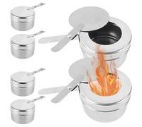 BYZESTY 6 recipientes para pasta de combustión, quemador de fondue, calentador de alimentos de acero inoxidable, con tapa, soporte de combustible, recipiente para calentar el combustible, recipiente