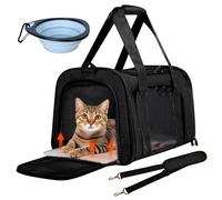 BYZESTY Bolsa de transporte plegable para gatos y perros pequeños, caja de transporte con cuenco 43 x 28 x 28 cm