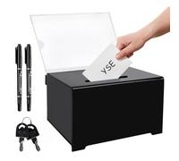 BYZESTY Caja de Donación de Acrílico, Caja de Sugerencias, Urna, Caja de Donación con Cerradura, Caja de Donación Acrílica para Tarjetas de Presentación Boletos de Rifa (Negro)