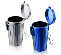 BYZESTY Cenicero Portátil - 2 Piezas Ceniceros Portátiles de Cigarrillos, Cenicero con Tapa, Cenicero de Bolsillo Metal, Antiolores, Mini Ceniceros Portátiles para Excursiones Exterior