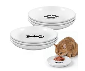 BYZESTY Comedero para gatos de cerámica: 6 cuencos para gatos y gatos, planos, cuencos para gatos, cuencos para gatos, cuenco para agua, cuenco para gatos, comedero para perros, cuencos para gatos