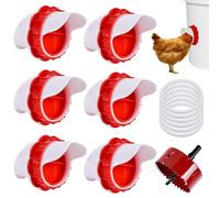 BYZESTY Comederos para Gallinas 6 Puertos, 6 Piezas Comederos Automáticos para Pollos, DIY Kit De Alimentación Por Gravedad Comedero Automatico Gallinas para Cubos Barriles Cubetas