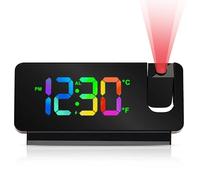 BYZESTY Despertador Proyector Techo, Reloj Proyector Techo, Reloj Despertador Digital con Proyector, Despertador Inteligente para Dormitorio, con Temperatura, Snooze, 12/24 H, Funcionamiento USB