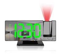 BYZESTY Despertador Proyector Techo, Reloj Proyector Techo, Reloj Despertador Digital, Despertador Inteligente Alimentado por USB, con Gran Pantalla, Temperatura, Snooze, Brillo Ajustable, 12/24H