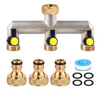 BYZESTY Distribuidor de agua de 3 vías para grifo de 3 vías, distribuidor de agua, distribuidor de agua de 3 vías de 3/4 pulgadas, conector de agua, distribuidor de grifo de latón, para 3 dispositivos