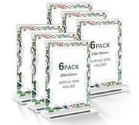BYZESTY Expositor de mesa A5 A5, 6 unidades, soporte en T, acrílico transparente, vertical, doble cara, soporte para folletos, etiquetas de precios, soporte para tarjetas de menú, para cafés, fotos