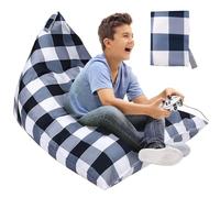 BYZESTY - Funda para puf, almacenamiento de peluches, puf para juguetes de peluche, sillón puf para niños, puf para habitación infantil, sofá infantil (diseño de sirena-2)