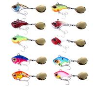 BYZESTY Juego de 10 señuelos de pesca giratorios, cebo artificial, trucha, trucha, spinnerbait, cabeza de plomo para perca, lucio, lucioperca, bagre