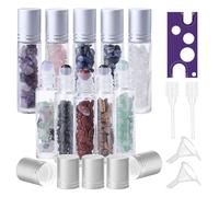 BYZESTY Roll On Botellas de cristal para aceites esenciales, 10 unidades, 10 ml, Rollon Botellas para aceites con gemas naturales, recipientes rellenables para aceites esenciales Perfumes