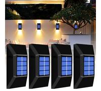 BYZESTY Solar Aplique Pared, Paquet de 4 Luz Solar Exterior, IP65 Impermeable Aplique Solar Exterior, Up&Down Light, Luz Solar Aplique Lámparas de Pared para Jardin Patio