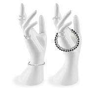 BYZESTY Soporte de exhibición para pulseras, 2 unidades, soporte para joyas, soporte para joyas de mano, modelo de mano femenino, soporte de exhibición de anillos, soporte para anillos, cadenas,