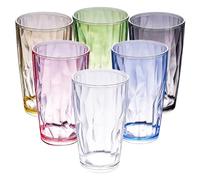 BYZESTY Vasos De Cristal Agua, 6 Piezas 470ml Vasos De Colores, Vasos De Cóctel, Vasos Zumo, Vasos Whisky De Acrílico Con Apariencia De Cristal, Ideales Para Agua, Zumo, Café Helado Y Refrescos