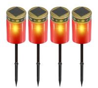 BYZESTY Velas LED Tumbas Exterior, 4 Piezas Luz LED para Tumbas, Vela LED Para Tumba, Luces Funerarias con Sensor Crepuscular, Impermeable IP55, Funciona con Batería, Rojo, 7 x 12 cm
