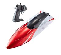 Byzieir Barco Control Remoto Piscina,Juguete Acuático Luz Trasera LED 15 km/h - Alerta De Batería Bajo Y Fuera Del Alcance, 100 Min De Juego, Barco Rápido RC Recargable | para, Piscina, Lago, Estanque