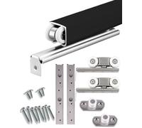 BYZOMU Kit Herraje Puerta Corredera Kit De Riel For Puerta Corrediza De Un Solo Bolsillo, Resistente, De 60/66/80 Pulgadas, For Gabinete, Kit De Colgador De Puerta De Garaje, Color Negro(86cm/34inch)