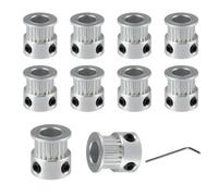 BZ 3D Polea tensora GT2 correa dentada de aluminio para impresora 3D Correa dentada de 6 mm de ancho. (Paquete de 10) (16 agujeros de 3 mm sin dientes)